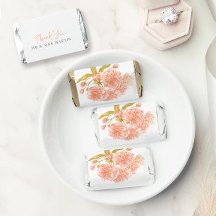 Wedding peach blossom floral watercolor thank you hershey's miniatures