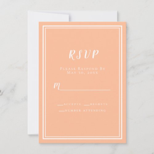 Wedding Peach Modern Elegant RSVP Enclosure Cards