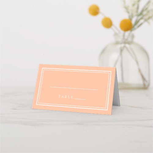 Wedding Peach  White Simple Modern Place Card