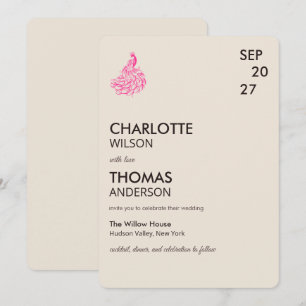 Wedding Peacock Botanical Couture Art Invitation