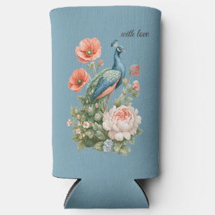 Wedding Peacock Botanical Vintage   Celebration  Seltzer Can Cooler