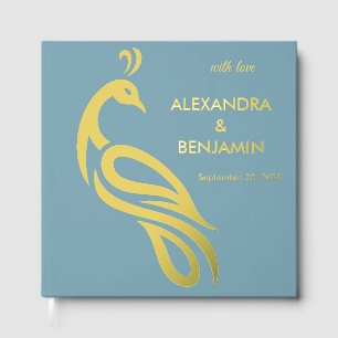 Wedding Peacock Botanical Vintage Elegant Foil Foil Guest Book