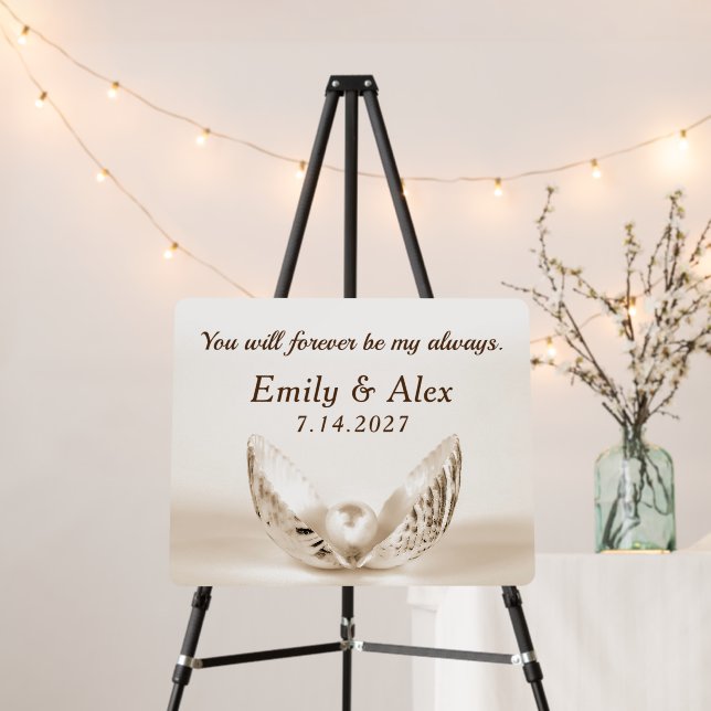 Wedding Pearl in Seashell with Quote Foam Board (In Situ (Stand))