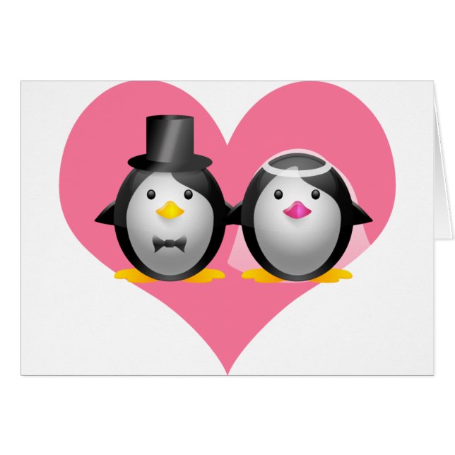 Wedding Penguins Cards (Front Horizontal)