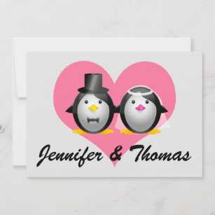 Wedding Penguins, Jennifer & Thomas Invitation