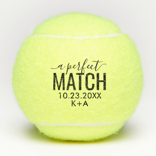 Wedding Perfect Match Favor Custom Bride Groom Tennis Balls (Front)