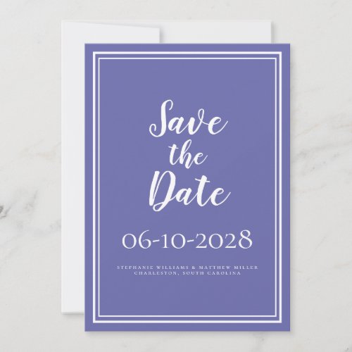 Wedding Periwinkle Blue White Modern Simple Script Save The Date