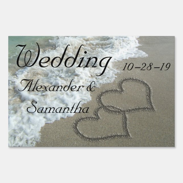 Wedding Personalized Beach Hearts Sign (Front)