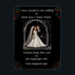 Wedding Personalized Invite Cartoon on Black  Magnet<br><div class="desc">Wedding Personalized Invite Cartoon Image and Tree of Life on reverse of Envelope on Black Magnet</div>