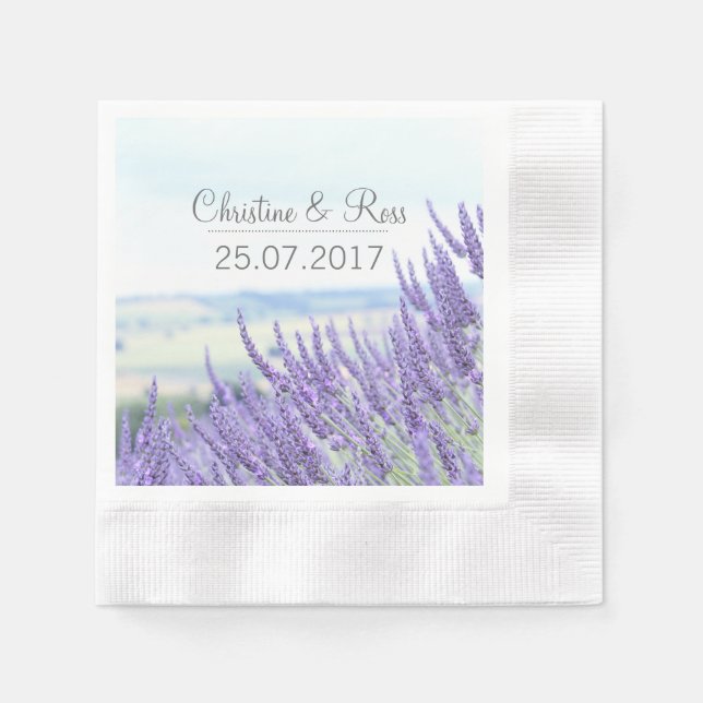 Wedding personalized lavender napkins (Front)
