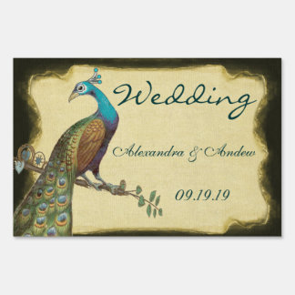 Wedding Personalized Love Bird Peacock Lawn Sign