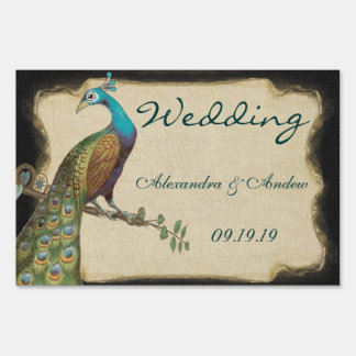 Wedding Personalized Love Bird Peacock Yard Sign