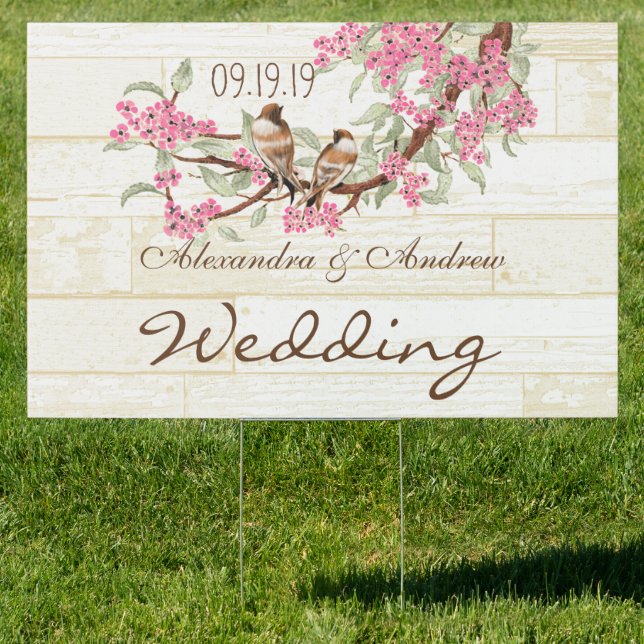 Wedding Personalized Love Bird Yard Sign (Insitu)