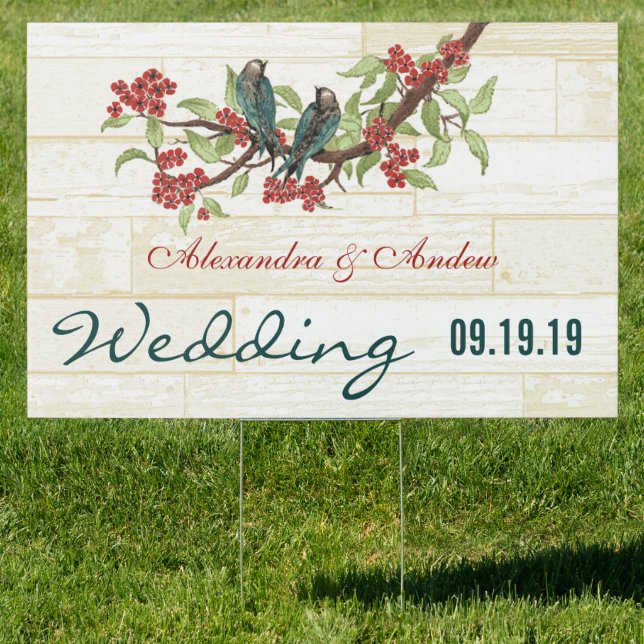 Wedding Personalized Love Bird Yard Sign (Insitu)