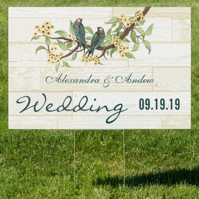Wedding Personalized Love Bird Yard Sign (Insitu)