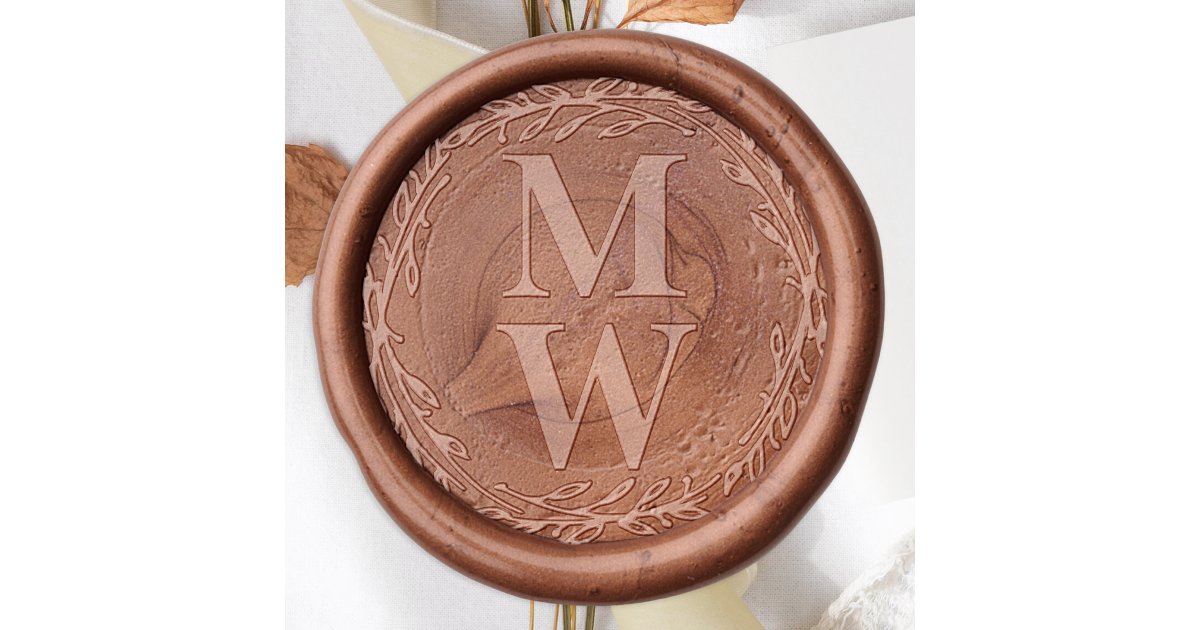 Wedding Personalized Monogram Botanical Floral Wax Seal Sticker | Zazzle