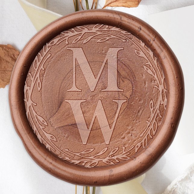 Wedding Personalized Monogram Botanical Floral Wax Seal Sticker (Creator Uploaded)