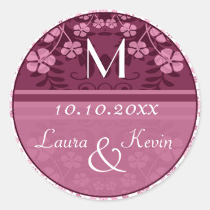 Wedding Personalized Monogram Classic Round Sticker