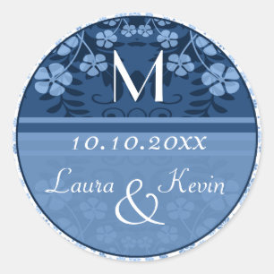 Wedding Personalized Monogram Classic Round Sticker