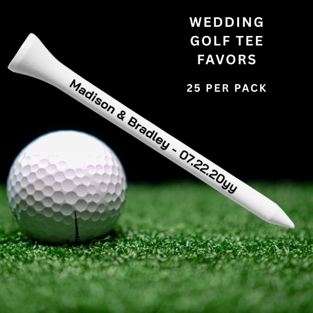 Wedding Personalized Names Date Custom Golf Tees (Creator Uploaded)