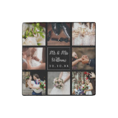 Wedding Personalized Photo Collage Stone Magnet at Zazzle