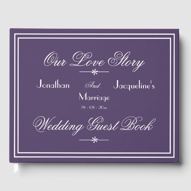 Wedding Personalized Vintage Chic Dusty Purple  Guest Book (Front)