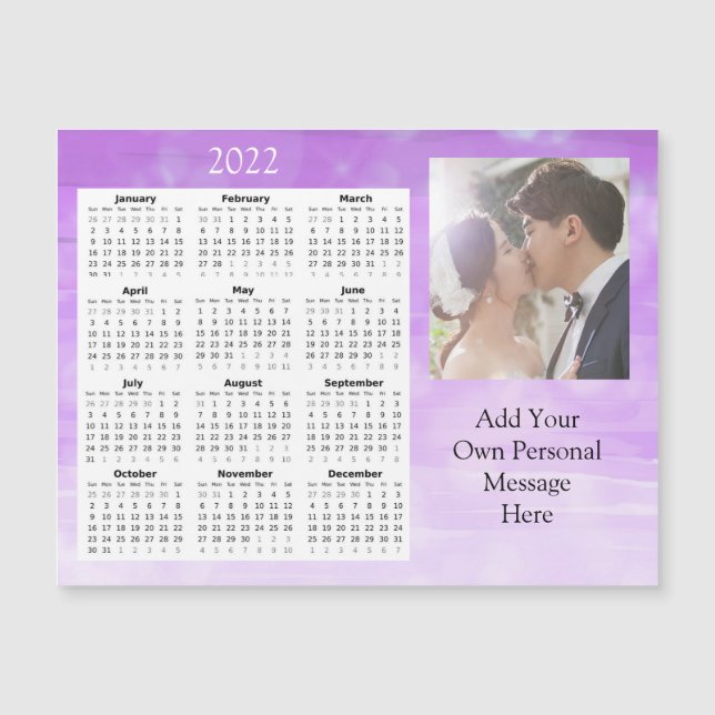 Wedding Photo 2022 Mini Calendar  Magnetic Invitat Magnetic Invitation (Front)