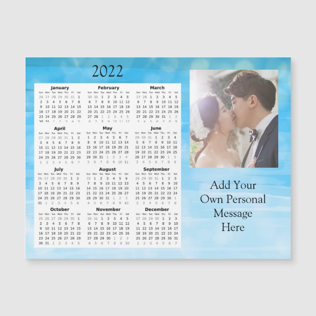 Wedding Photo 2022 Mini Calendar  Magnetic Invitation (Front)