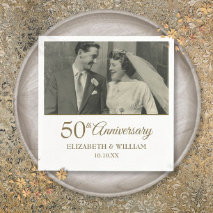 Wedding Photo 50th Anniversary Golden Napkins