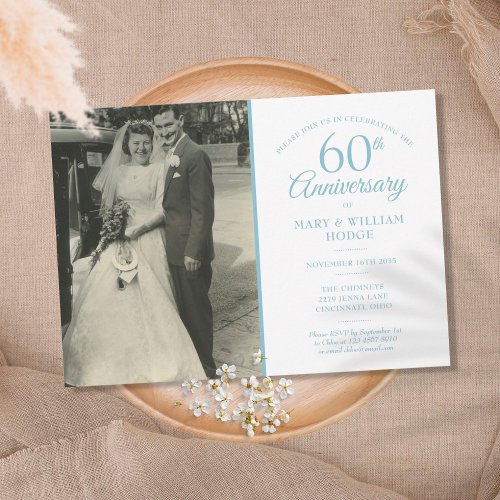Wedding Photo 60th Anniversary Diamond Confetti Invitation
