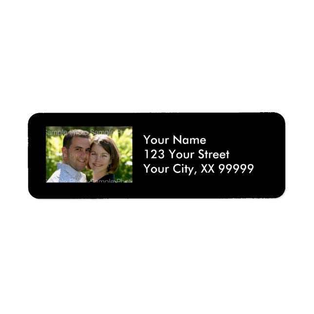 Wedding Photo Address Labels in Black (Front)