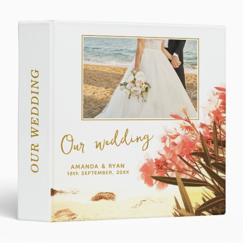 Wedding Photo Album Oleander on Beach 3 Ring Binder