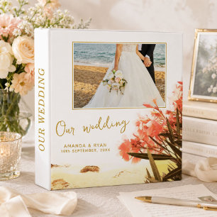 Wedding Photo Album Oleander on Beach 3 Ring Binder