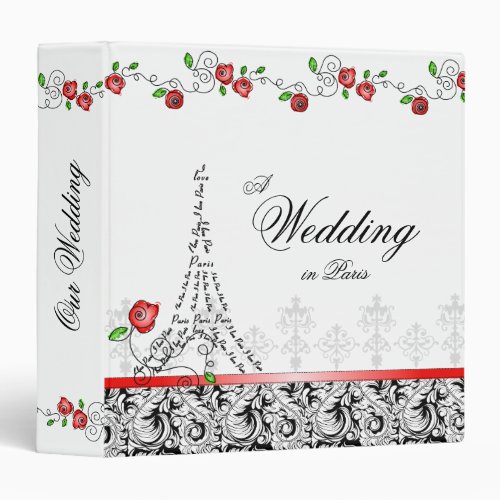 Wedding Photo Album Paris Eiffel Tower Red Roses