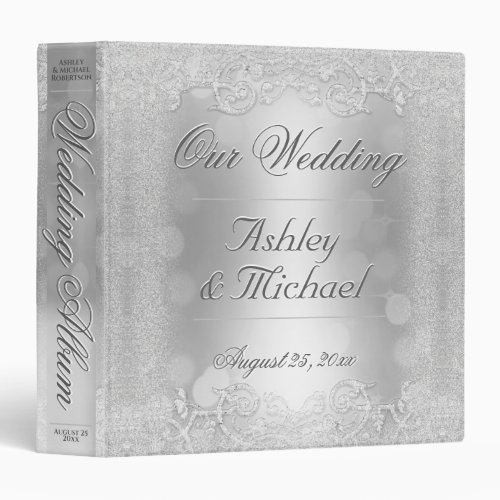 Wedding Photo Album Vintage Romantic Silver 3 Ring Binder