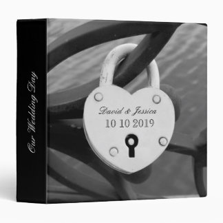 Wedding photo album with romantic heart love lock 3 ring binder