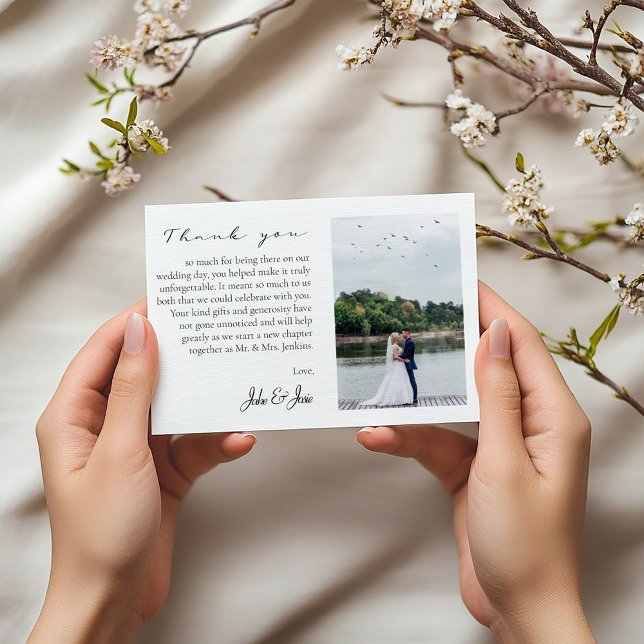 Wedding photo and memories QR code Thank You  Card (Wedding photo modern thank you card)
