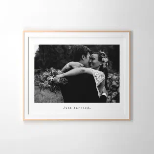 Wedding Photo and Typewriter Caption Just Married Poster Wedding Photo and Typewriter Caption Just Married Poster