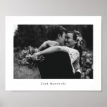 Wedding Photo and Typewriter Caption Just Married Poster<br><div class="desc">Text is editable. Simple sentiment with photo poster.</div>