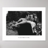 Wedding Photo and Typewriter Caption Just Married