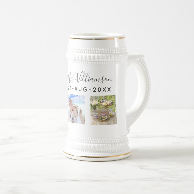 Wedding Photo Anniversary Gift - Personalized Beer Stein (Front Right)