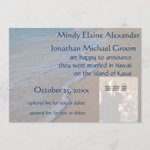 Wedding Photo Announcement Ocean on Beach