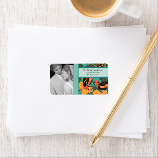 Wedding Photo Art Deco Birds RSVP or Thank You Label