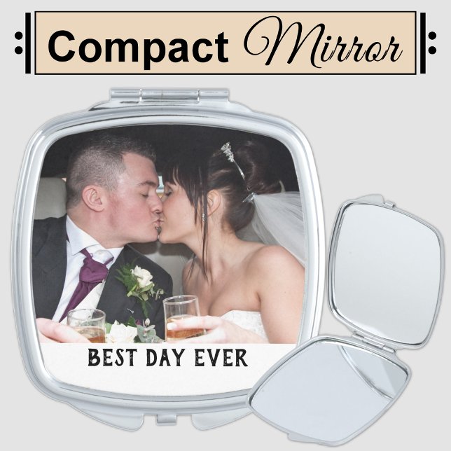 Wedding photo best day ever compact mirror (Creator Uploaded)