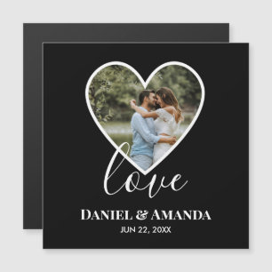 Wedding Photo Black Heart Frame Modern Calligraphy