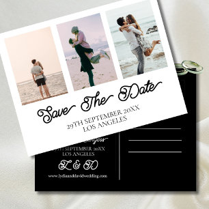 Wedding Photo  Black  White Save The Date  Holiday Postcard