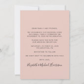 Wedding Photo Blush Reception Save the Date Announcement (Back)