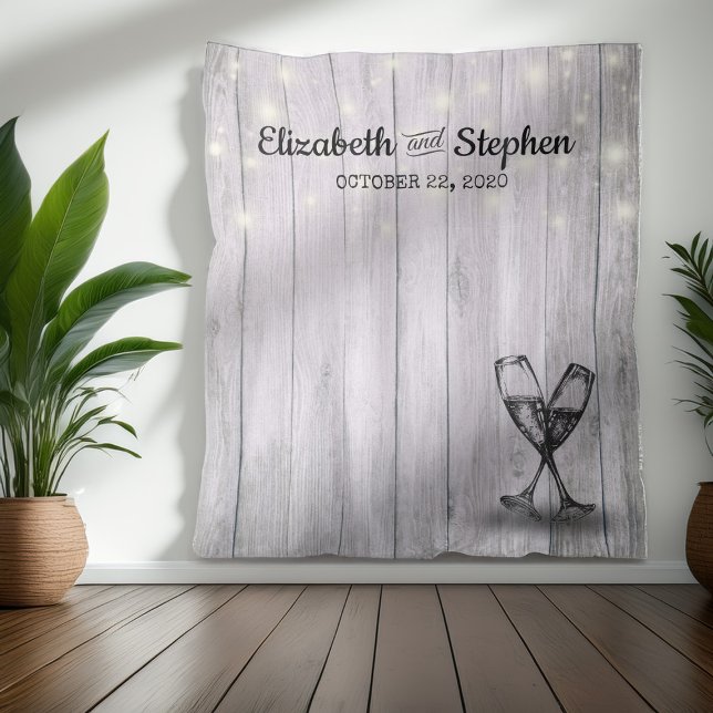 Wedding Photo Booth Backdrop Champagne Glass Wood (Creator Uploaded)