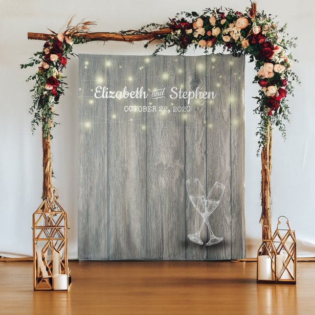 Wedding Photo Booth Backdrop Champagne Glass Wood (Creator Uploaded)