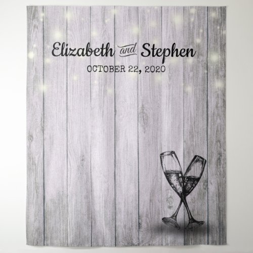 Wedding Photo Booth Backdrop Champagne Glass Wood